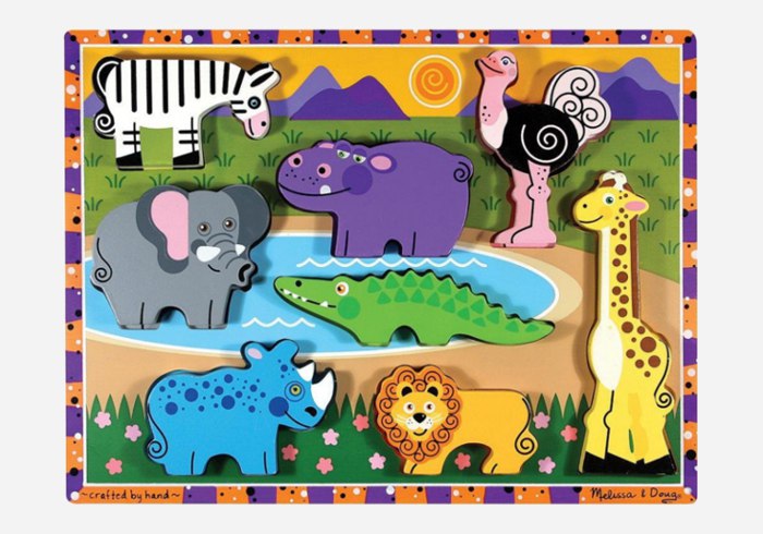 Wooden puzzles for kids - Melissa & Doug Deluxe Wooden Safari Chunky Puzzle