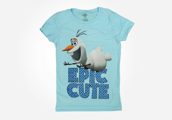 Disney Frozen gifts - Olaf T-Shirt in cool blue for the cool tweenage Frozen fan.
