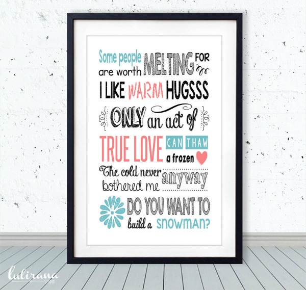 Super cool Disney Frozen room print - quotable wall art. Just add frame.