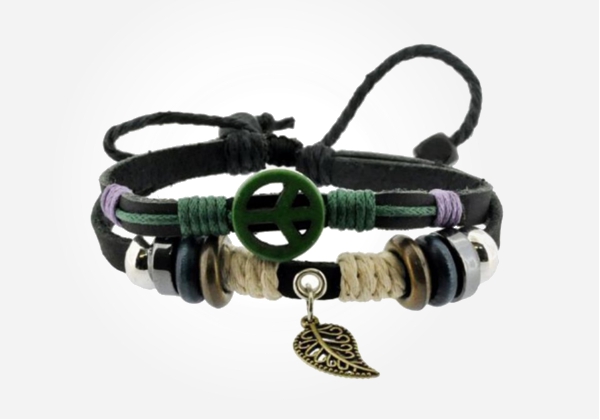 Peace sign leaf zen bracelet - cool #gift idea for a preteen boy