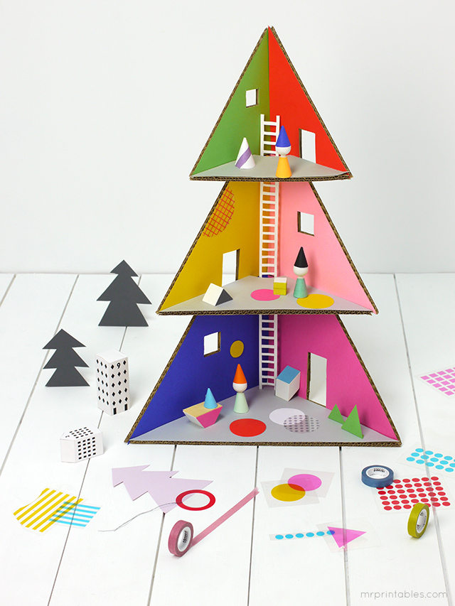 Craft your own Christmas tree dollhouse for the kiddos