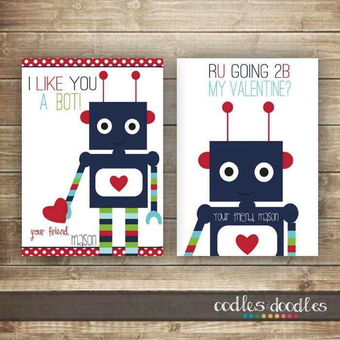 6 jazzy printables that make the coolest Valentine's cards for kids. Click through to see the other designs.