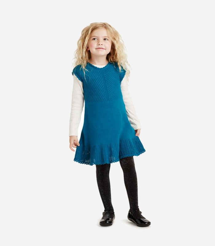 Sweater dress for girls - The crochet detail on this dress adds an extra something, something don't you thing? Come check out my other cute sweater dress picks for girls.