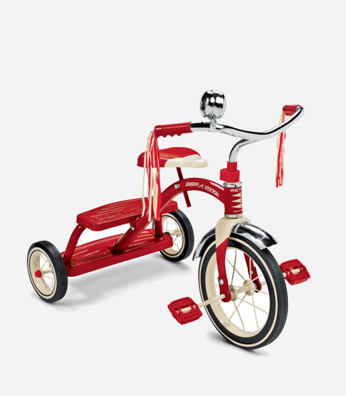 Gift ideas for toddlers: The old school chrome bell, the rubber wheels and handle bar streamers. What's not to love about this red tricycle | kidslovethisstuff.com