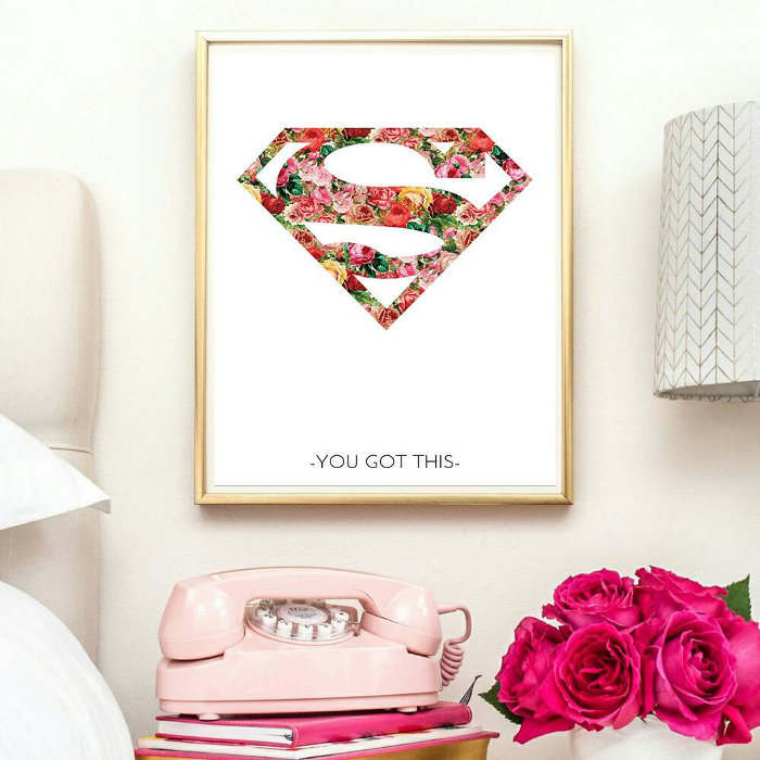 Digitally produced superhero wall print for girls - 'You got this' | kidslovethisstuff.com