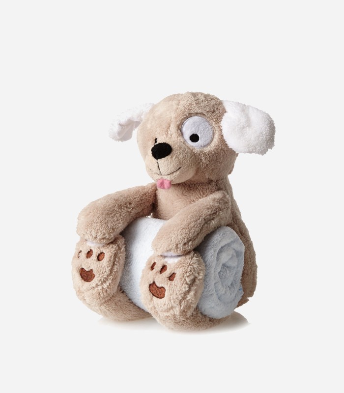 Baby gift inspiration: Puppy Blankie - a super soft and huggable bedtime gift set for babies.