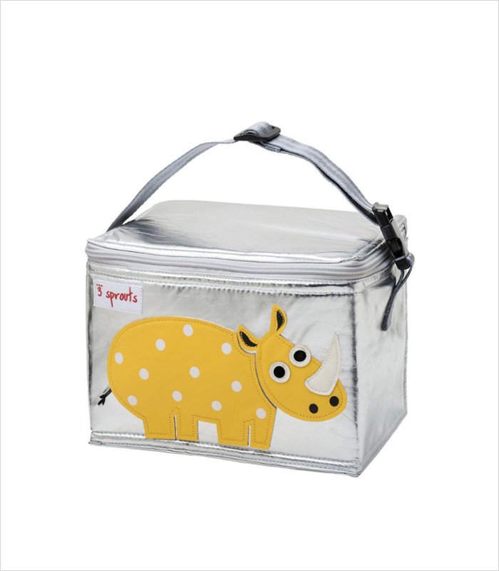 Children's lunch bag featuring a friendly rhino by 3 Sprouts 