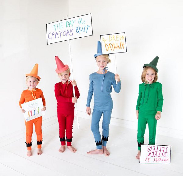 Non scary kids Halloween costumes to DIY - The crayons that quit costumes