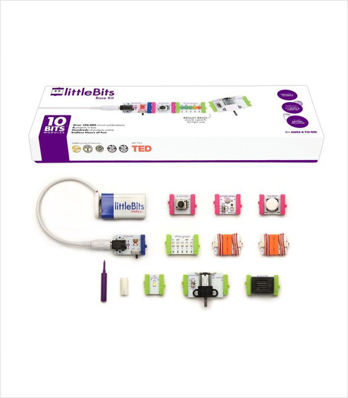 Cool gift ideas for an 8 year old - littleBits electronics base kit makes learning about electronics a whole lot easier.