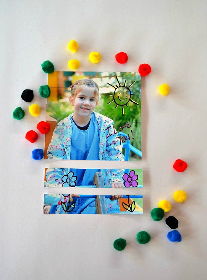 Make a super easy personalized popsicle stick puzzle from pictures and magazine cuttings. Read the full tutorial here.
