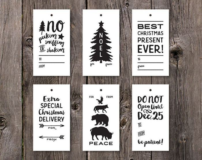 Printable holiday gift tags - black and white printable gift tags