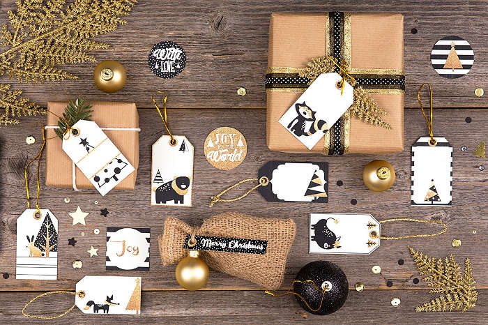 Printable holiday gift tags - clipart set printable gift tags