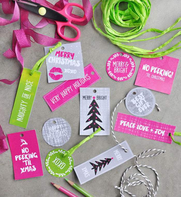 Printable holiday gift tags - colorful gift tags