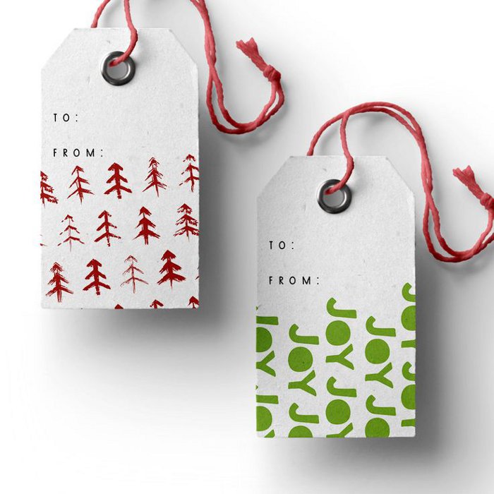 Printable holiday gift tags - joy and trees gift tags