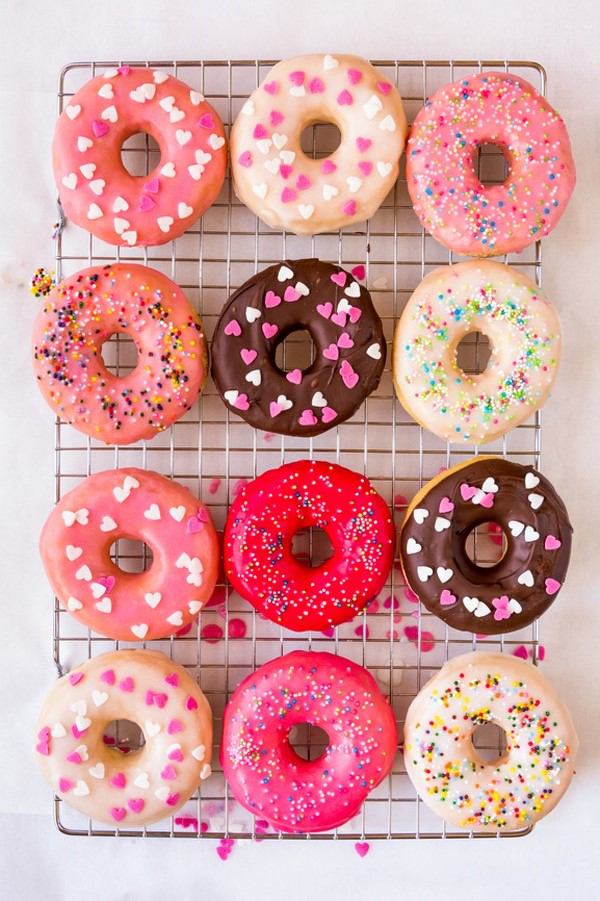 Valentine treats for kids - colorful donut glaze
