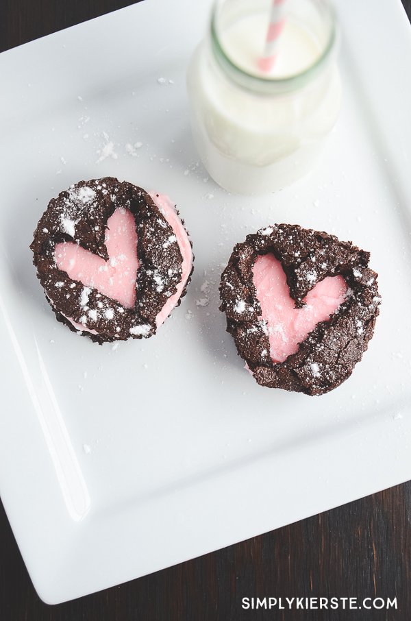 Valentine treats for kids - layered heart brownies