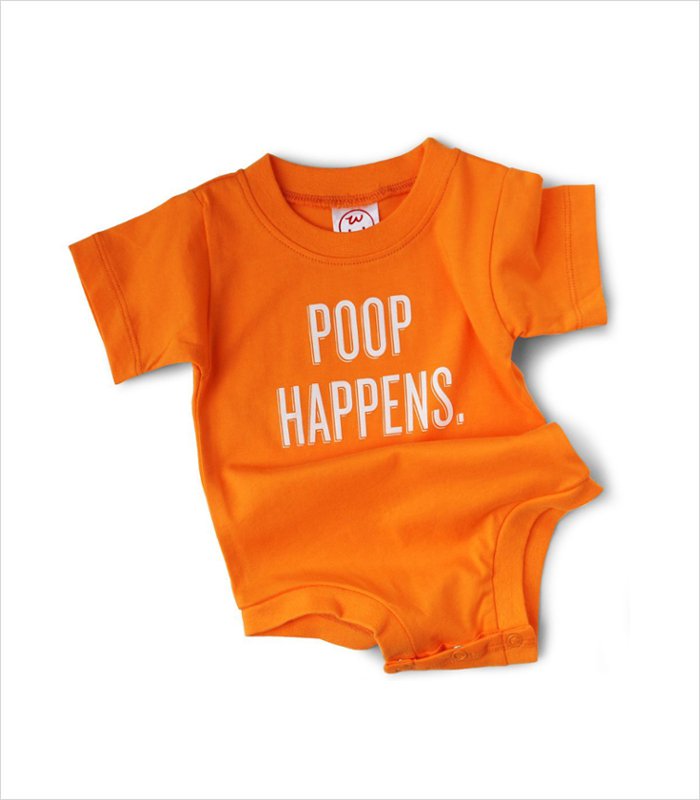 Poop gifts for kids of all ages - onesise with poop happens slogan