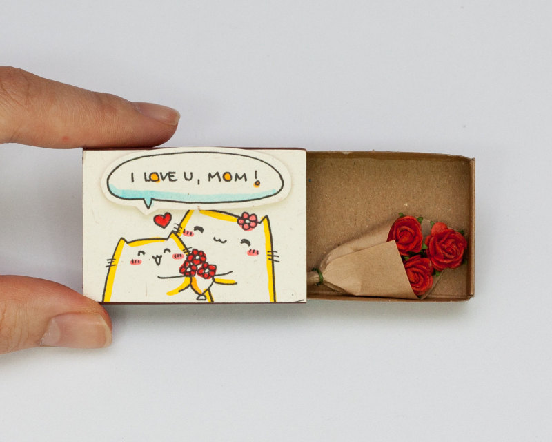 Handmade mothers day gift ideas - I love you matchbox gift