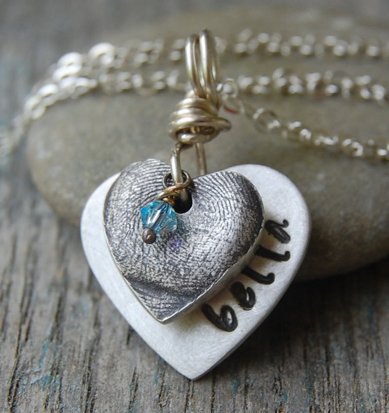 Handmade mothers day gift ideas - fingerprint heart pendant