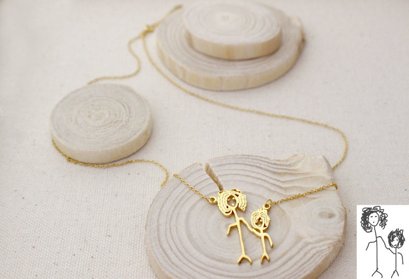 Handmade mothers day gift ideas - kids drawing necklace
