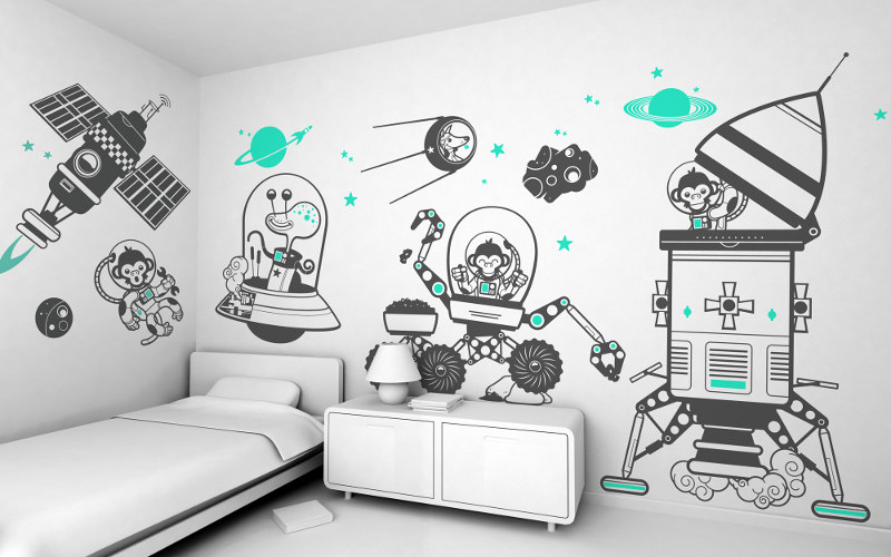 Space themed wall decals - Outer space themed decal