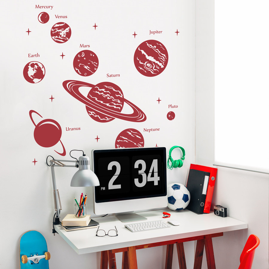 Space themed wall decals - Solar system wall decal