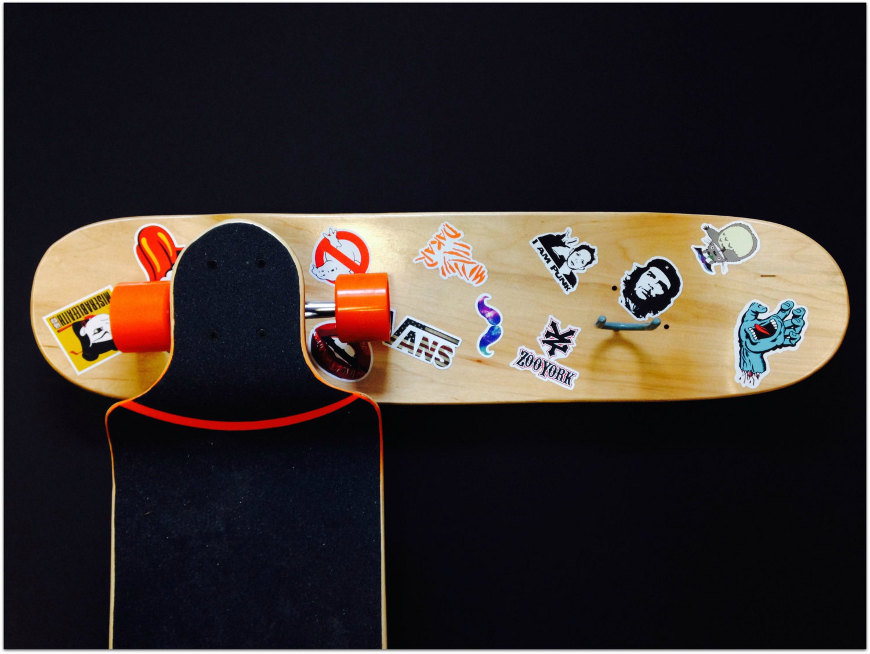 Stakeboard storage - DIY sticker skateboard rack