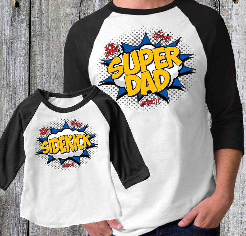 Father Daughter Shirts - Super Dad and Sidekick Tees