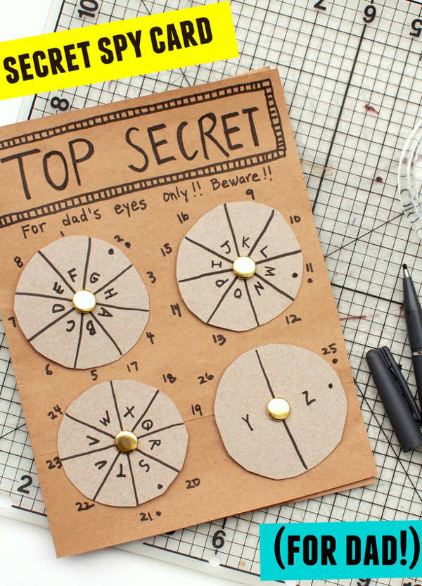 Things to make for fathers day - secret spy card for dad