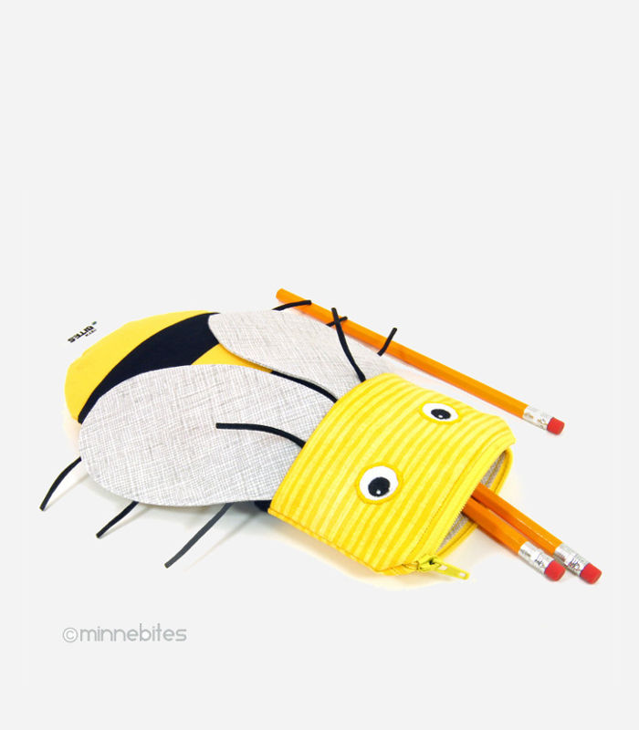 An adorable honey bee pencil case for the nature loving kiddo makes a great back to school gift.