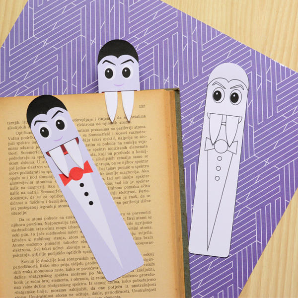 Last Minute Halloween Printables for Kids - Vampire Bookmarks (via Easy Peasy Fun) 