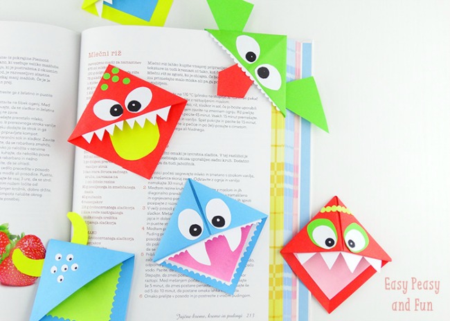 Easy Kids Halloween Crafts - DIY Monster Bookmarks (via Easy Peasy and Fun)