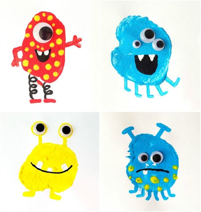 Easy Kids Halloween Crafts - Potato Print Monsters (Via Mollymoo Crafts)