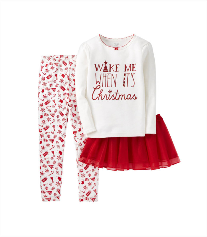 Warm, Fuzzy and Totally Cute Christmas Pajamas for Kids - Complete with twirly skirt