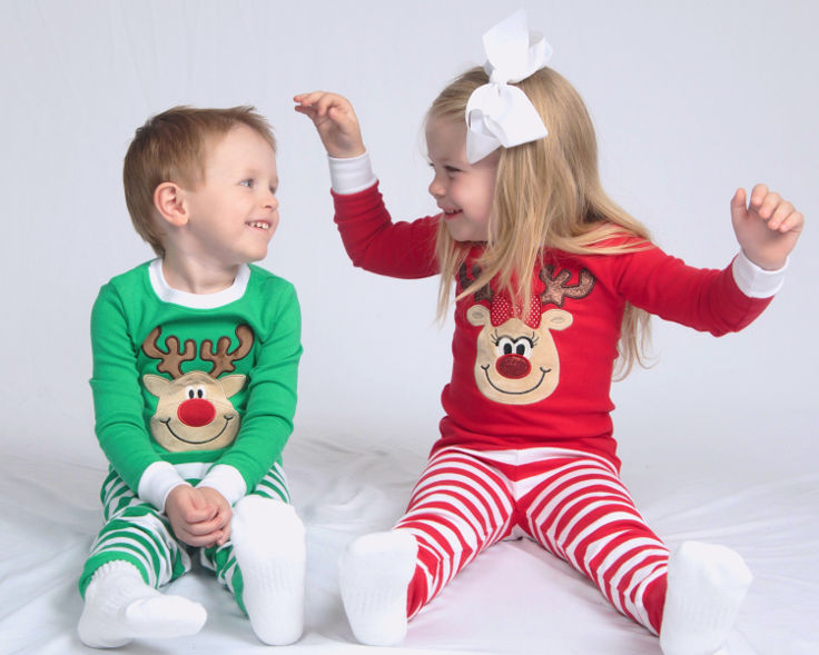 Warm, Fuzzy and Totally Cute Christmas Pajamas for Kids - Gotta have a renideer face and candy stripped pants