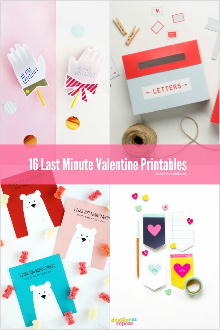 Left it too late to find the perfect Valentine for the kiddos? Don't sweat it - 16 Last Minute Valentine Printables