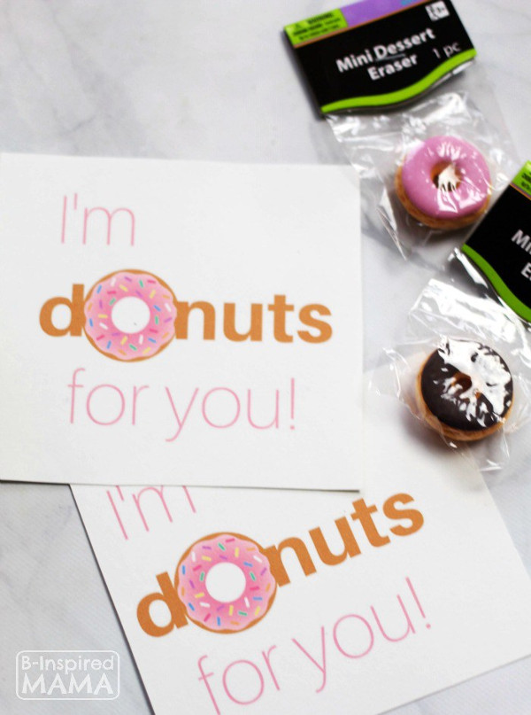 16 Last Minute Valentine Printables featuring 'I'm Donuts For You' Printable (via B-Inspired Mama)