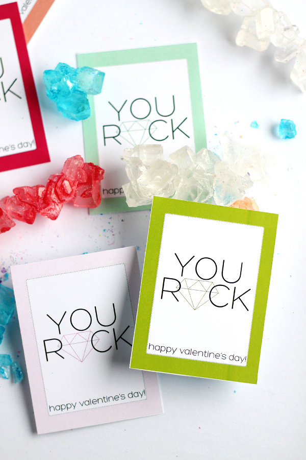 16 Last Minute Valentine Printables featuring 'You Rock' Valentine Printable (via Squirrelly Minds)